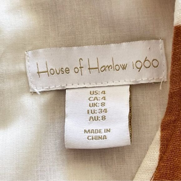 House of Harlow white & tan Puff Sleeve mini Dress 4 - Picture 11 of 14